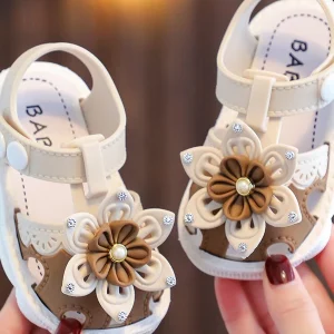 Dép sandal, quai hậu hình nơ, hoa, công chúa cho bé gái 10 tháng - 4 tuổi
